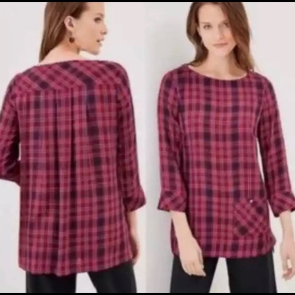 J. Jill Tops | Nwt J.Jill Purple Plum Plaid Tunic Top Color: Purple | Size: XS
